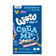 Cargar imagen en el visor de la galería, Wow Cat Snack Creamy Multipack Salmón y Pollo 24x15g