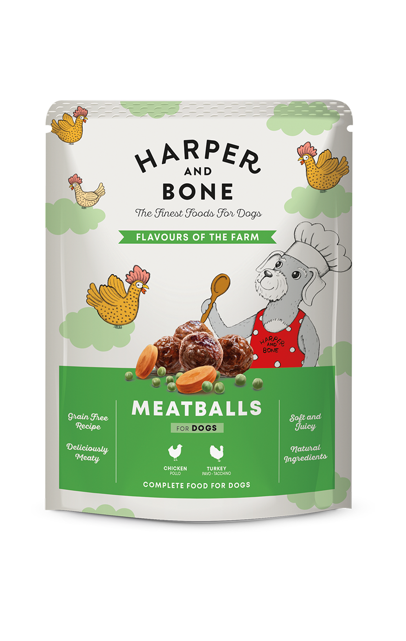 Harper & Bones Albóndigas para perros
Flavours of the farm
Pollo y Pavo 300g