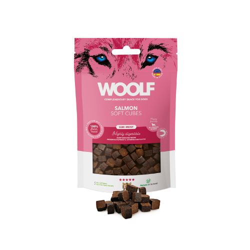 Woolf Cubes Snack Semihúmedo de Salmón 100g