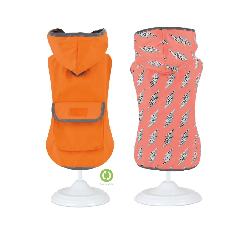 Impermeable reversible naranja rayo