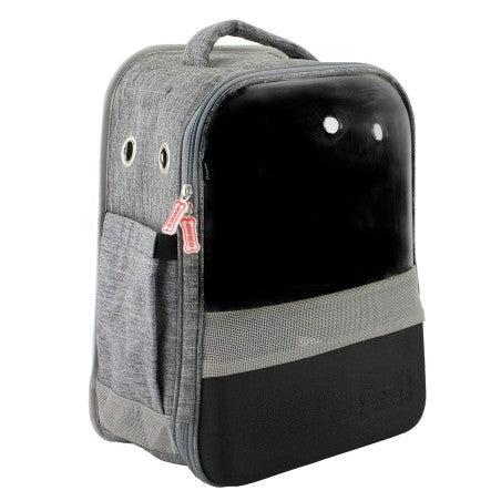 MOCHILA CON VENTANA GRIS 30x23x43cm