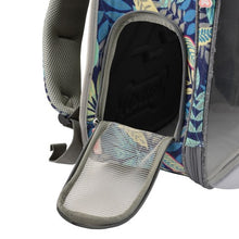 Cargar imagen en el visor de la galería, MOCHILA SPACE CON FLORES AZUL 33x26x43cm
