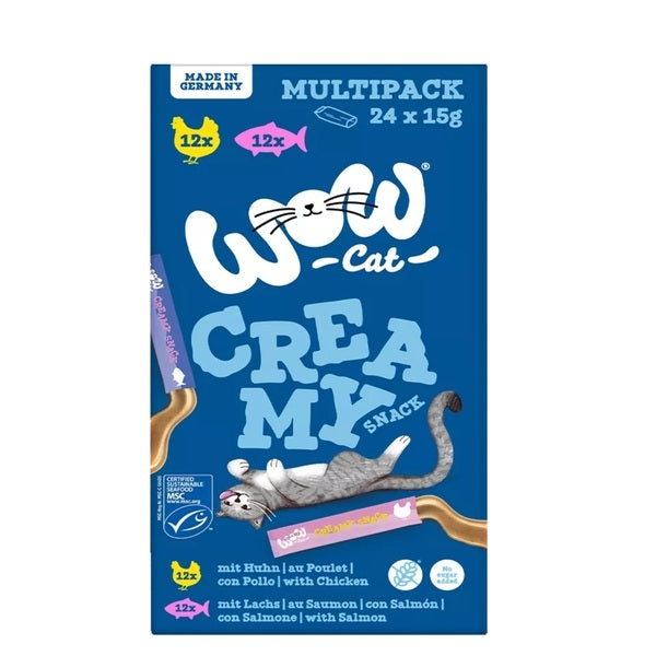 Wow Cat Snack Creamy Multipack Salmón y Pollo 24x15g