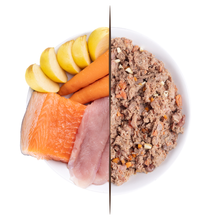 Cargar imagen en el visor de la galería, Puro menú comida cocinada pavo y salmon 800 grm
